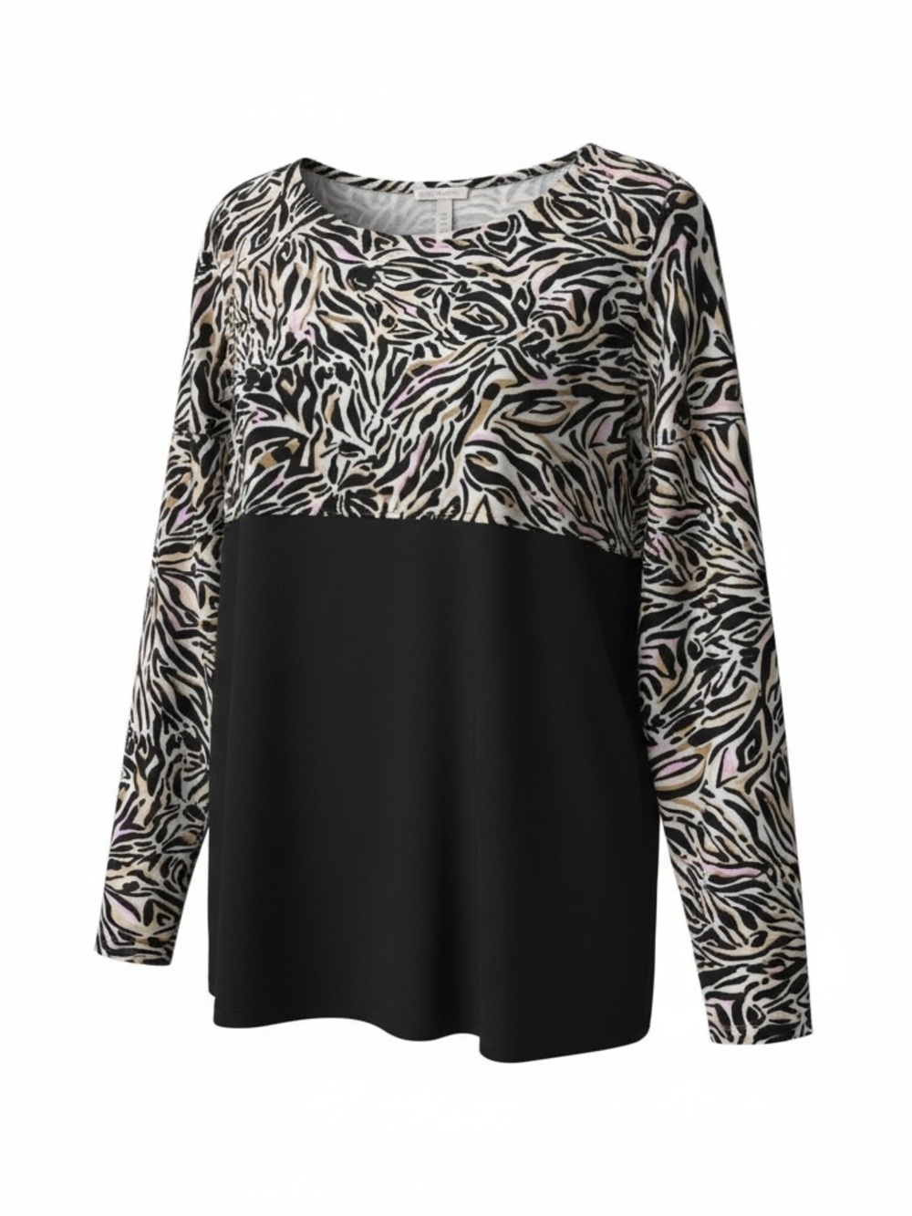 NWOT Lilly Pulitzer Finn Black Long-Sleeve Top with Pink and Cream Animal Print